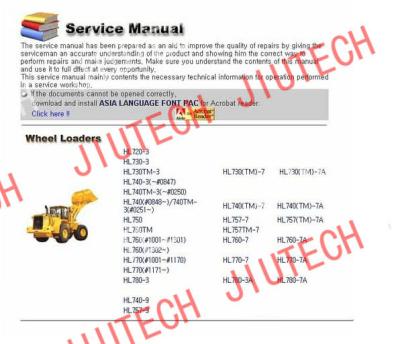China Auto Diagnostics Software Hyundai Heavy Service Manuals 2012 For Excfvators Crawler for sale