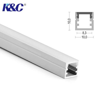 China 10*10mm LED Strip Aluminium Profile With PMMA PC Diffuser Cover for sale
