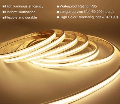 Chine Waterproof Flexible LED Strip Lights COB IP68 24 Volt 320 Leds 8mm RA80 Silica Gel à vendre