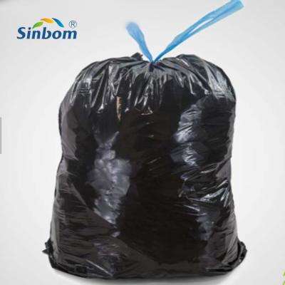 China Big Black Plastic Drawstring Garbage Bags On Roll For Refuse Sacks for sale