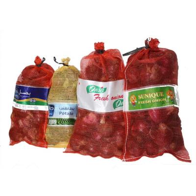 China 45*75cm Red Leno Onion Packaging Mesh Bag 25kg 10kg for Onion Distribution Network for sale