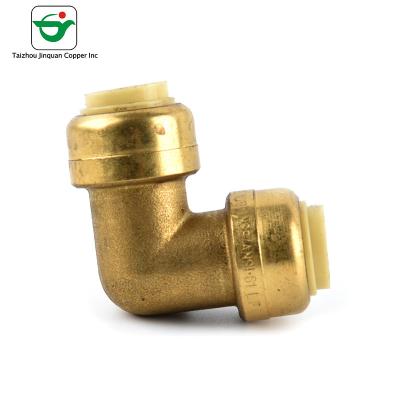 China Round Head 3/4''X1/2'' Push Fit Brass 90 Degree Elbow Fitting for sale