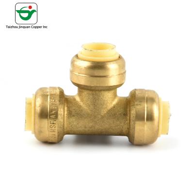 China 1/2''X1/2''X1/2'' Push Fit Pipe Fittings Brass Tee Connector for sale