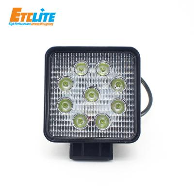 China Etclite High Power Super Bright Motorcycle 3 Inch 27W Lamp Square 4X4 Truck Offroad Led Work Light for sale