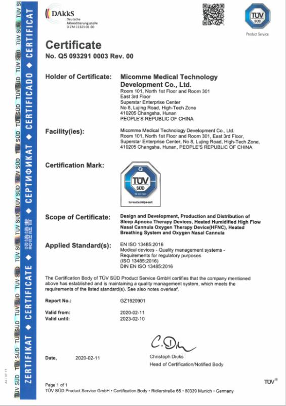 ISO 13485 - Hunan Micomme Medical Technology Development Co., Ltd.