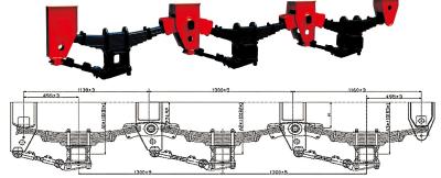 China Tandem Axle Trailer Mechanical Suspensions 270MM Hole Q345 Steel 3 Axle 20T for sale