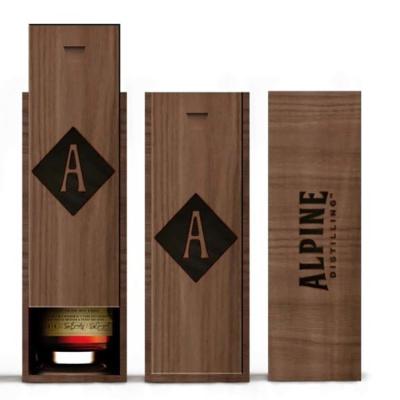 China Luxury Wooden Box Liquor Packaging Box Laser Logo Whiskey Packaging Boxes for sale