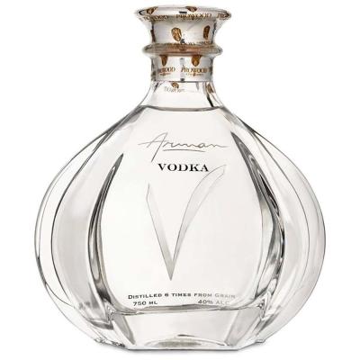 China Arman Vodka Brandy Glass Bottle Round Shaped Alcohol Bottle 1000ML for sale