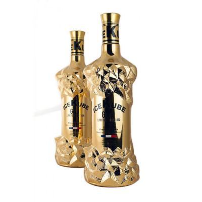 China Ice Cube 200ml 1000ml Vodka Bottle Golden Electroplating Vacuum Golden Coating for sale