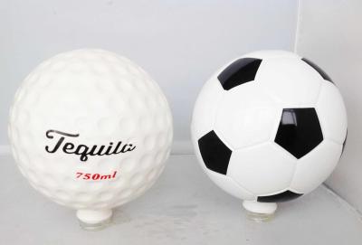 China Soccer Ball Tequila Glass Bottle With T Cork Screw Cap Full Coating Gradient Painting for sale