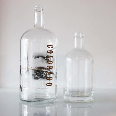 China 375ml Large Alcohol Bottle Clear Glass Bottles For Liquor Bourbon for sale
