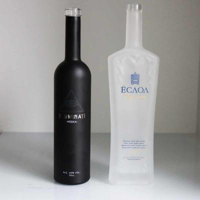 China Vodka Gin Unique Premium Frosted Glass Bottle With Screen Printing for sale
