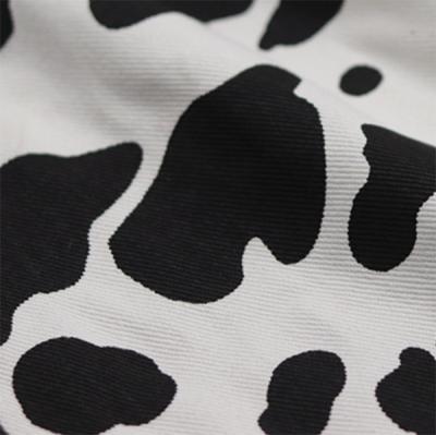 China White Jeans Cow Print Cotton Fabric 330gsm Denim Twill Fabric 10×10 80×46 for sale