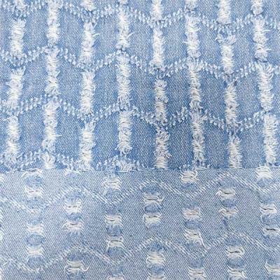 China 10s 330gsm Brilliant Jacquard Clothing Fabric Twill Washed Denim Fabric for sale