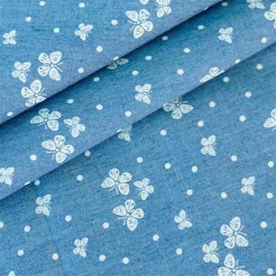 China Knitted Imitation Denim Spring Summer Fabrics Soft Washed 32s 115*72 200gsm for sale