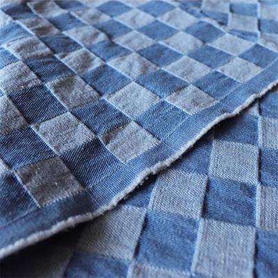 China Plaid Jacquard Denim Washed Spring Summer Fabric 12s 60*50 10OZ 160cm for sale