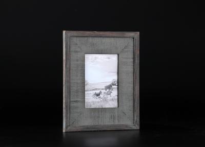China One Matted 4”x6” Wooden Wall Hanging Photo Fame In Rustic Dark Gray for sale