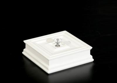 China 6”x6” Square White MDF Jewelry Box Wood With One Small Metal Handle For Knick Knacks for sale