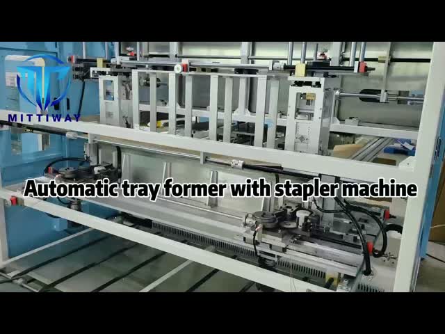 Automatic tray former with stapler machine, Tray forming and stapling machine