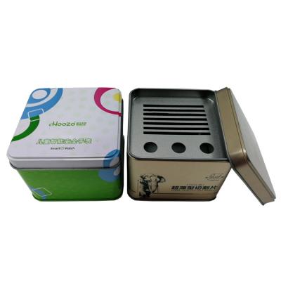 China Tenedor rectangular vacío personalizado de Tin Can Container Box Case del metal que empaqueta con la tapa en venta