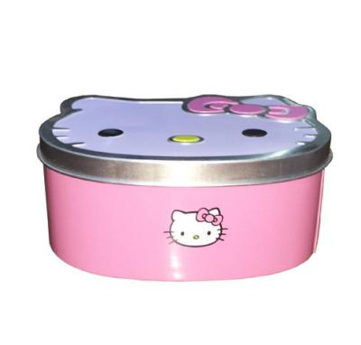 China Metal de grabación en relieve Tin Jar de la tapa de Kitty Empty Cookie Tins Customized del vintage hola en venta