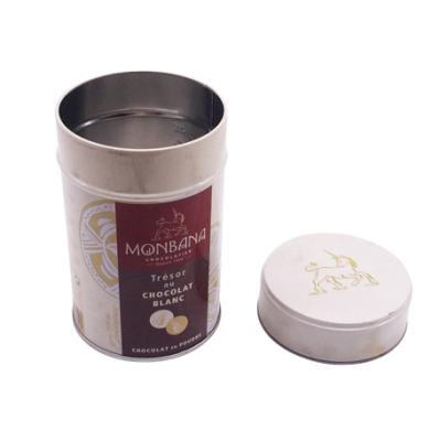 China Round Luxury Hot Cocoa Powder Tin Canister Packaging With 3D Embossing Logo for sale