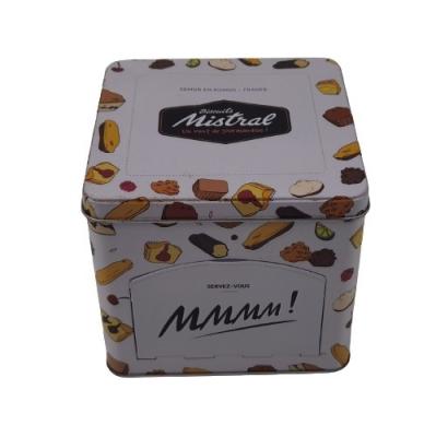 China Bulk Square Antique Chocolate Tin Box Collectible Chocolate Metal Tin Can With Dispenser for sale