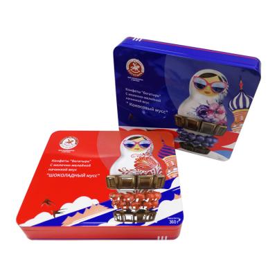 China metal rectangular Tin Can Container Box Packaging del chocolate de 0.25m m con la tapa en venta
