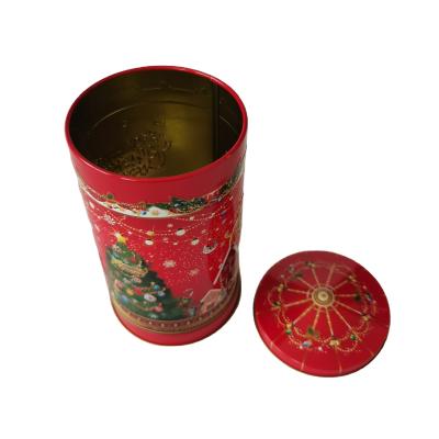 China dulces Tin Box Packaging de la galleta de la cubierta de resbalón de 9m m Dia Christmas Musical Tin With en venta