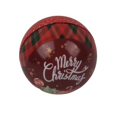 China Christmas Themed Ball Shaped Bulk Christmas Tins 70mm Dia For Holiday Gift Promotion for sale