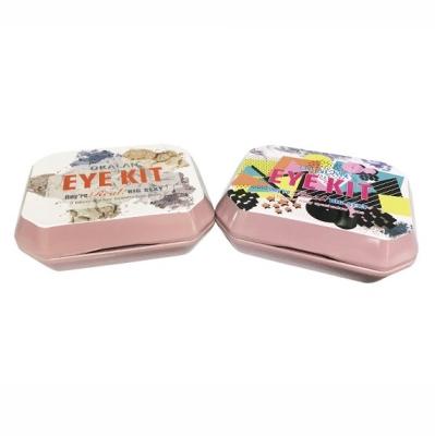 China Small Travel Kit Cosmetic Tins Metal Box Eyeshadow Tins With Mirror And Pans for sale