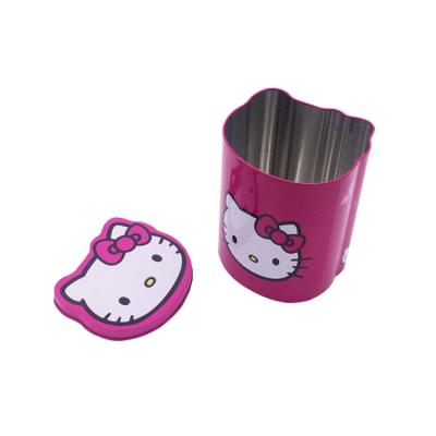 China Hello Kitty Shaped Metal Tin Jar With Lid For Gift And Food Packaging for sale