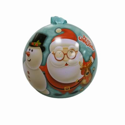 China Promotional Custom Tin Can Christmas Ball Tin Container With Ribbon Hanger Holiday Gift Packaging for sale