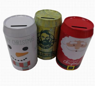 China Vintage Metal Custom Tin Can Coca Cola Shape Tin Coin Bank With Removable Lid for sale