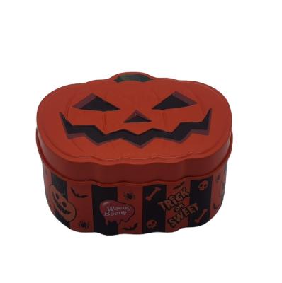 China Halloween Pompoen Gevormd Tin Gift Box Metal Tin kan Vakantiegift Verpakking Te koop