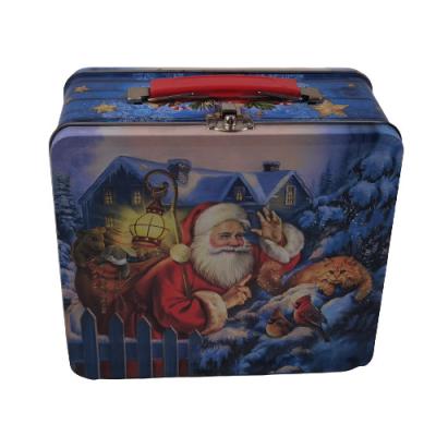 China El regalo grande retro de la Navidad de Tin Lunch Boxes Holiday Food estaña vacío en venta