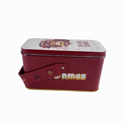China Empaquetado del almacenamiento de la comida de la tapa y de la manija de Tin Lunch Boxes Pail With del rectángulo del vintage en venta