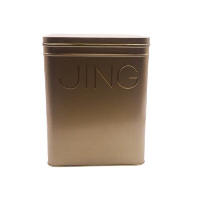 China Large Square Tea Canister Tin With Hinged Lid Tea Tin Packaging for sale