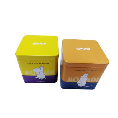 China Recyclable Square Loose Leaf Tea Metal Tin Canister With Plug Lid for sale