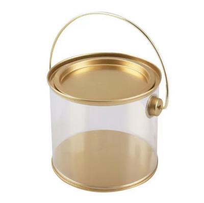 China Clear Plastic Paint Pail Container With Lid And Handle Food Tin Can Packaging for sale