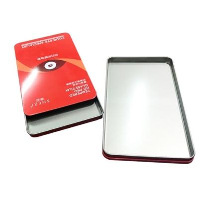 China Empty Sliding Tin Rectangular Tin Box For Screen Protective Film Packaging for sale