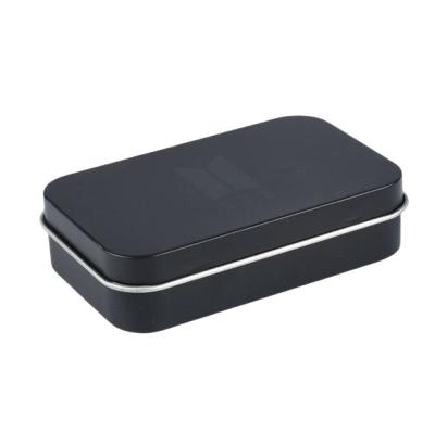 China FDA Matt Black Rectangular Tin Box met Scharnierend de Munttin van het Dekselmetaal Te koop
