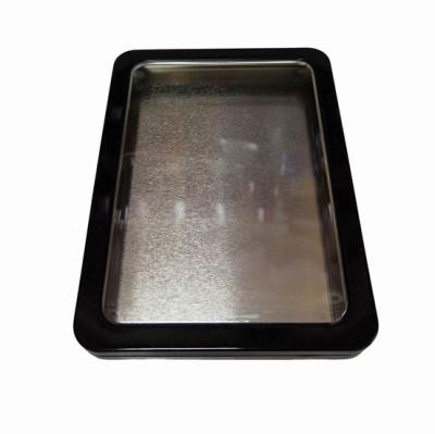 China Plastic Clear Window Rectangular Tin Container With Transparent Lid for sale