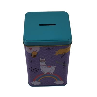 China Vintage Advertising Square Tin Box Tin Coin Bank For Promotion Packaging for sale
