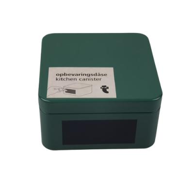 China Quadrado Tin Box With Removable Lid Tin Storage Containers do produto comestível à venda