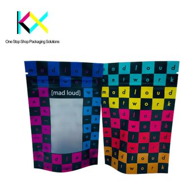 China Double Side Digital Printed Packaging Bags Holographic Foil Pouch With Window for sale