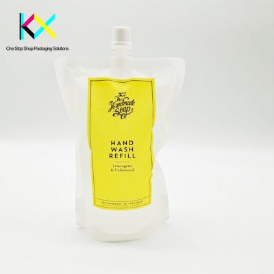 China Bolso de embalaje líquido transparente con boquilla central de bebida Bolso de boca 500 ml en venta