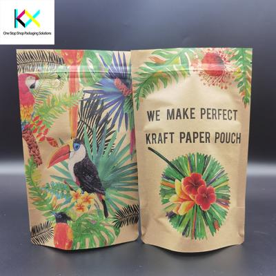 China CTP Printing Compostable Packaging Bags Brown Kraft Paper Stand Up Pouch OEM for sale