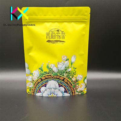 China OEM Spot UV Tea Packaging Bags 130um Aluminum Foil Ziplock Stand Up Pouch for sale