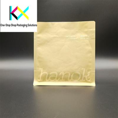China Customized Logo Flat Bottom Box Pouches Recyclable Coffee Bags With Valve 130um for sale